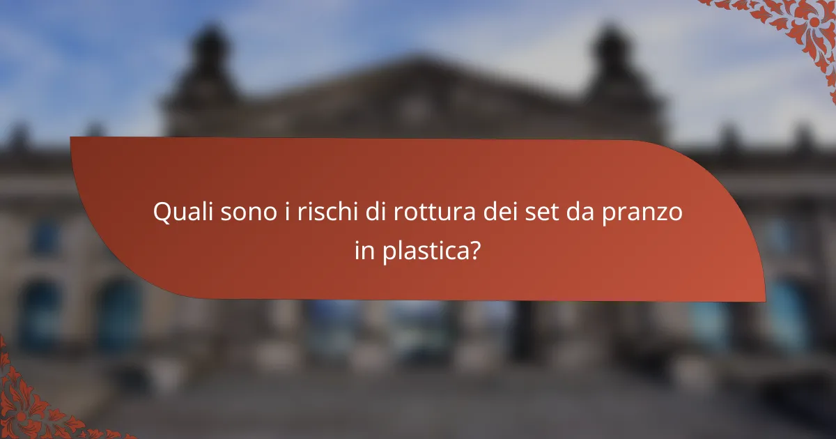 Quali sono i rischi di rottura dei set da pranzo in plastica?